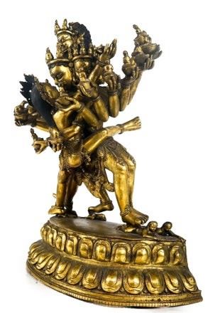 0392 Tibetan Gilt Bronze Figure Of Hevajra