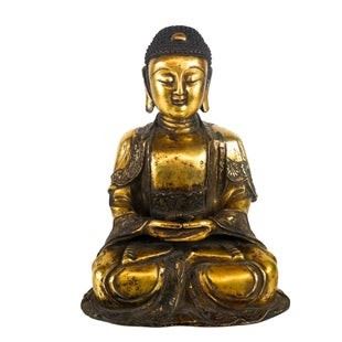 0393 Chinese Gilt Copper Figure Of Buddha