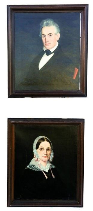 0647, Ammi PHILLIPS, Pair Of Portraits Paintings