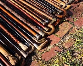 An exceptional collection of Canes, walking sticks, riding crops, and swagger sticks.