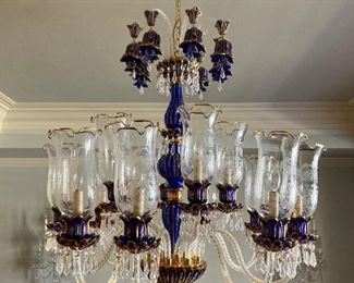 Venetian Murano glass chandelier in a rare and beautiful color