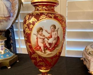 Moser painted and heavily gilt urn
