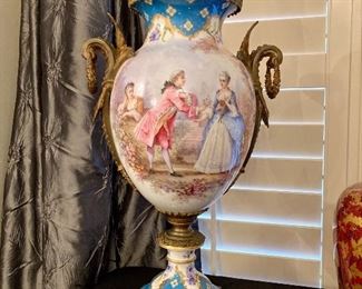 Large 26” Sevres painted urn