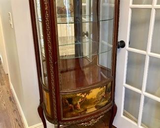 Vernis Martin style mahogany  painted French vitrine