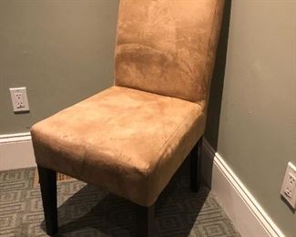 Pair of 2 golden/brown upholstered dining style chairs