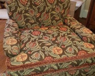 Custom made accent chair with matching large ottoman