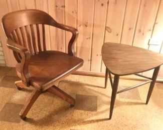 vintage office chair, MCM side table
