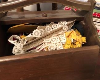 vintage notions and sewing box