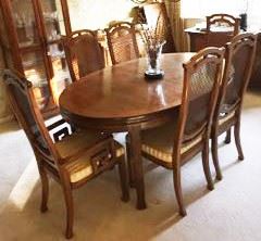 This is the Thomasville dining set.  Ask about table extension leaves.