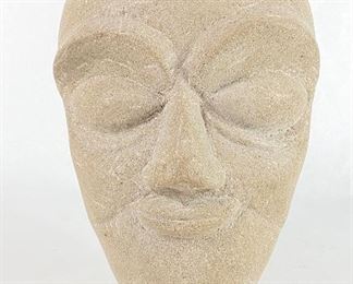 Heavy Carved Stone Sculpture Signed MF
