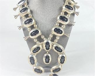 Kathleen Chavez Navajo Squash Blossom Necklace