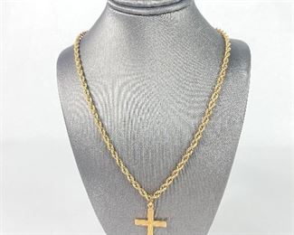 14K Gold Chain w/ 14K Gold Cross Pendant 18.4g