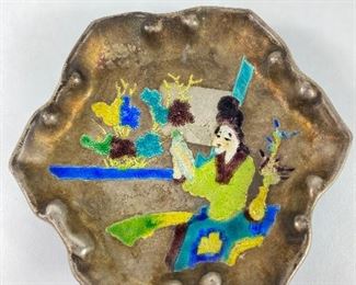 Small Chinese Silver Enamel Tray