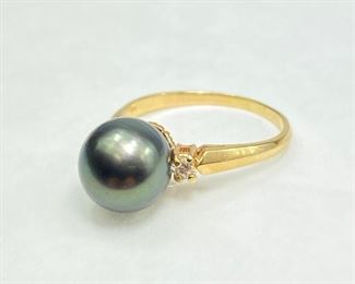 14K Gold & Tahitian Pearl Ring 4g
