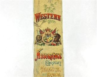 Antique Western Assurance Co. Tin Ledger Marker