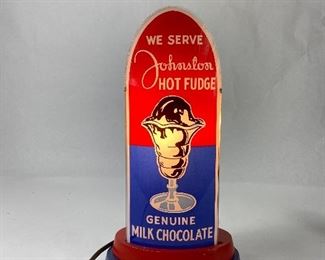 Vintage Johnson Hot Fudge Lighted Sign Lamp