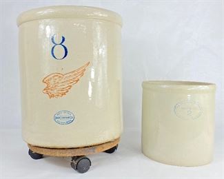  Red Wing 8 Gallon Crock & Western Pottery 2 Gallon