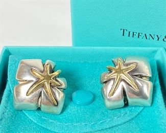 1991 Tiffany & Co. Sterling Silver & 18k Earrings