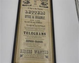 Lot 148
Pony Express framed photo