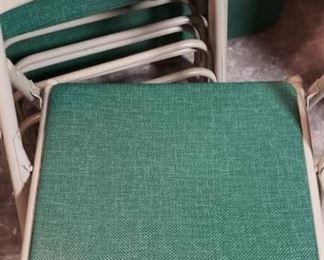 4 Samsonite Folding Chairs ~ Green Vinyl on chairs is in good condition