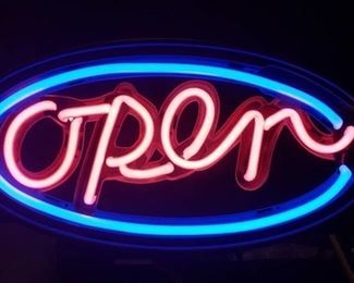 OPEN ~ Neon Sign ~ 18 x 9 in. ~ Works ~ Pull Chain on/off ~ will need chain to hang
