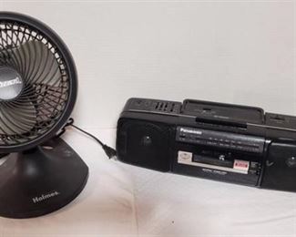 Holmes Blizzard Osilating Fan and Panasonic RX-Fs450 Cassette/Radio (selector switch missing) ~ both work