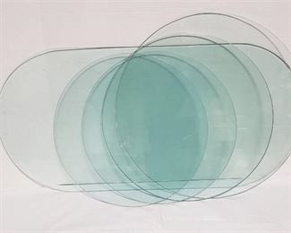 5 Clear Glass Table Toppers w/Polished Edges ~ Oval: 39 x 19 in. and 4 Rounds: (2)19 in., 21 in. & 23 in. diameter