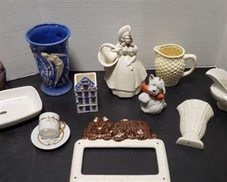 Ceramic Home Decor ~ Vases, Figurines, Wall Pocket, and Dog Bank