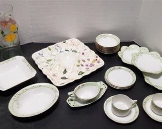 German China Pieces ~ Hutschenreuther Bavaria China, Chip & Dip Platter, and Painted Hurricane Chimney