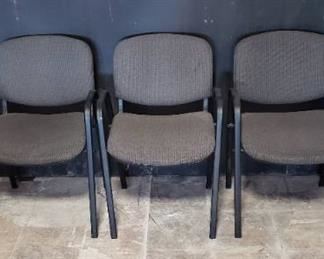 5 Gray Tweed Upholstered & Metal Arm Office Chairs (Stackable) ~ Seat: 18 in. ~ 20.5 x 23 x 31.5 in. tall