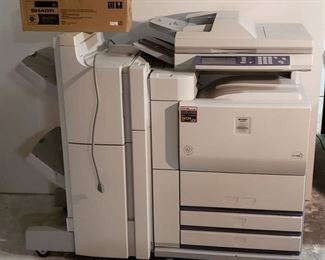 Sharp AR-M550N Digital Imager Copier w/ Collator and New Extra Toner in Box ~ 120V Power (special plug - see pix) ~ working when removed from service ~ 56 x 30 x 48 on. tall