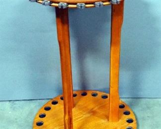 Oak Fishing Rod Rack, Hold 24 Rods, 16" Dia. X 26" High, With Rotating Bottom