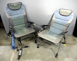 Earth Products Collapsible Chairs, Qty 2, 1 With Fishing Pole Holder