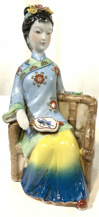 Vintage Asian Ceramic Seated Female Figural