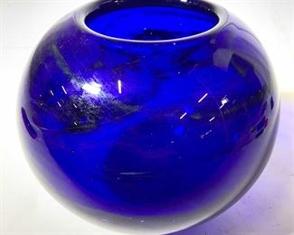 Signed Art glass Orb Vase Vessel