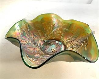 Iridescent Opalescent Carnival Glass Bowl