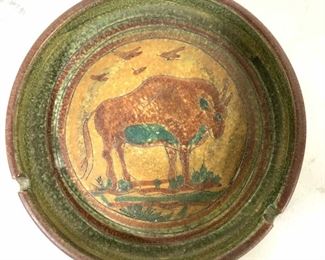 Vintage Italian Ceramic Vessel w Bull