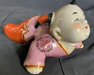 Asian Ceramic Crawling Infant Figural