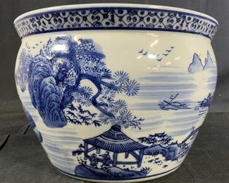Asian Blue White Porcelain Planter