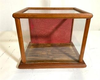 Vintage Glass Wood Framed Vitrine