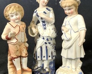 3 Bisque Porcelain Figurals, Hallmarked