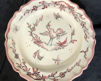 Pink White French Faience Platter