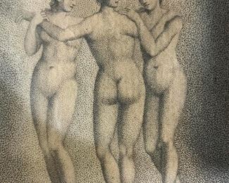 The Graces Female Nude Engraving Artwork