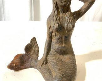 Antique Cast Iron Mermaid Figural
