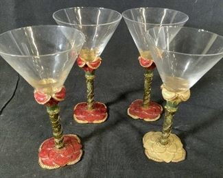 Set 4 2 SAINTS Jeweled Cocktail Glasses