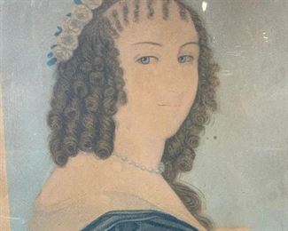 Antique French Portrait Lithograph Artwork
