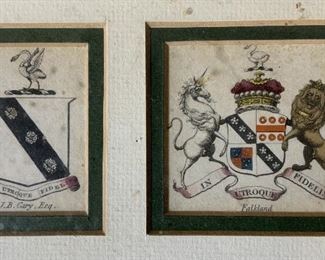 Falkland Crest Hand Colored Engraving Artwork