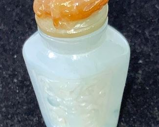 Antique Asian Hand Carved JADE SNUFF BOTTLE