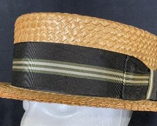 Vintage ROGERS PEET Straw Skimmer Hat w Box