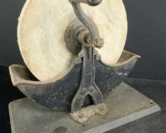HB & M Signed Antique Iron & Stone Sharpening Tool